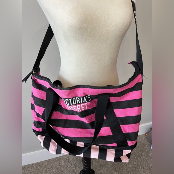Victoria's Secret Handbags - Victoria’s Secret pink striped crossbody